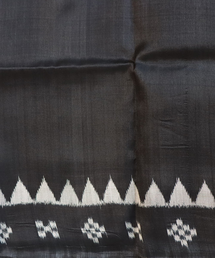 Teal green black silk handloom khandua saree