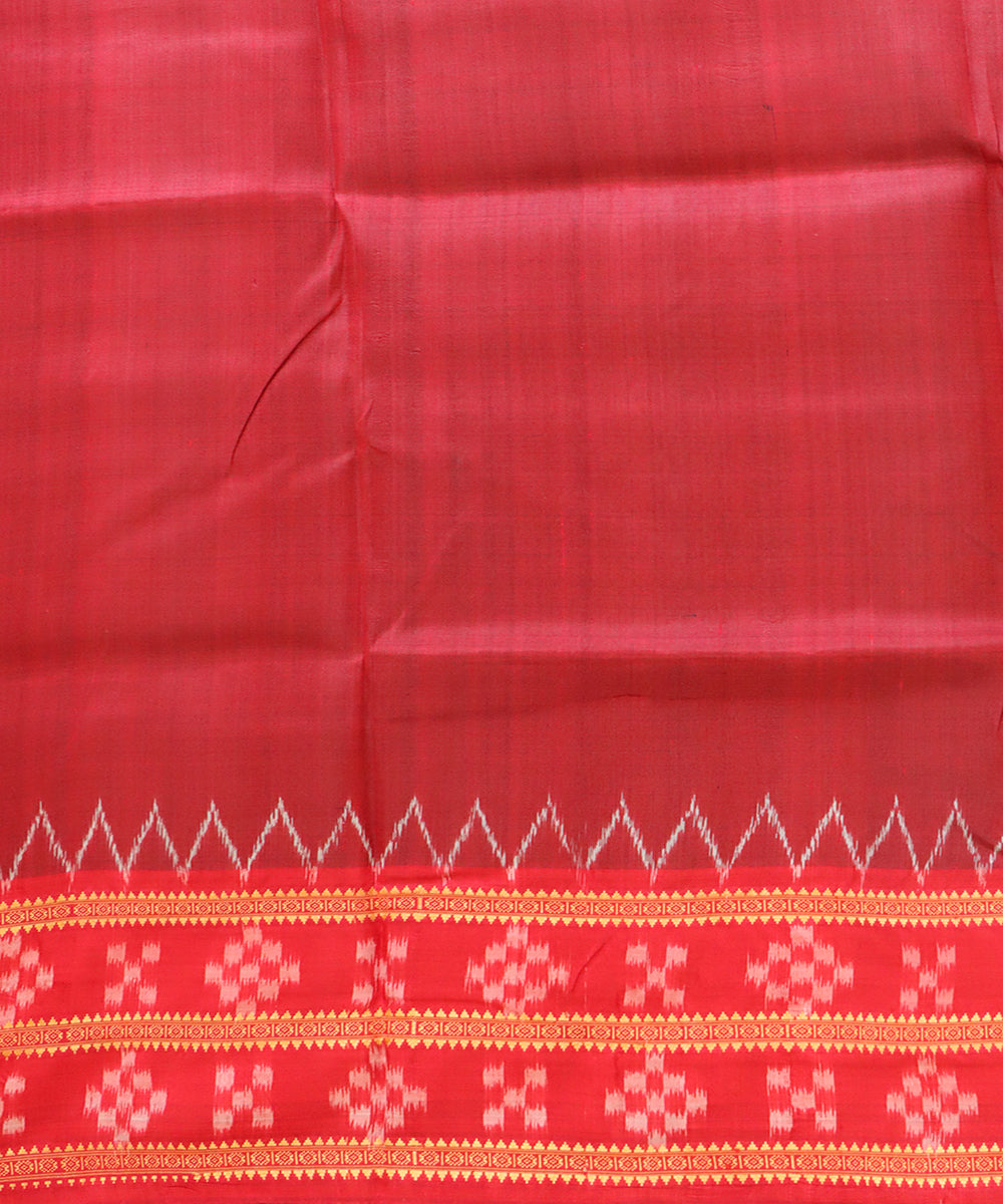 Dark green dark red silk handloom khandua saree