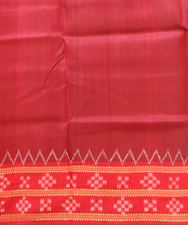 Dark green dark red silk handloom khandua saree