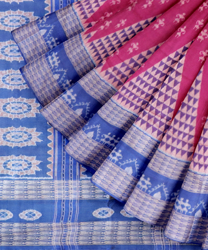 Flirt pink electric ultramarine cotton handloom sambalpuri saree