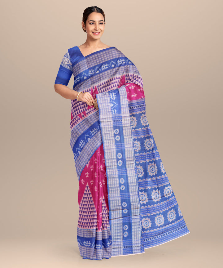 Flirt pink electric ultramarine cotton handloom sambalpuri saree