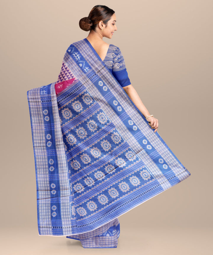 Flirt pink electric ultramarine cotton handloom sambalpuri saree