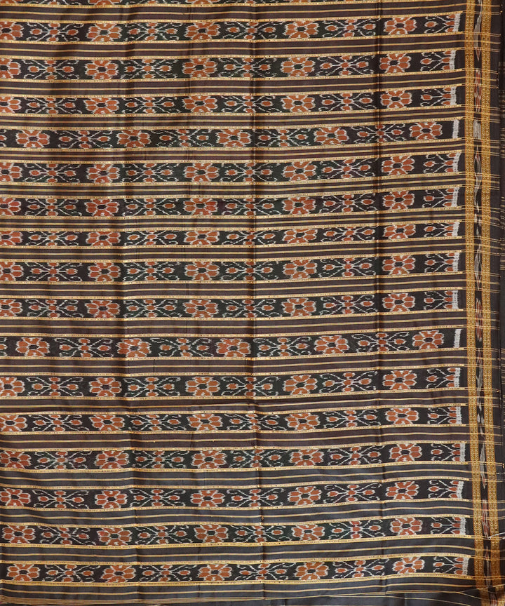 Dark green black handloom patli silk khandua saree