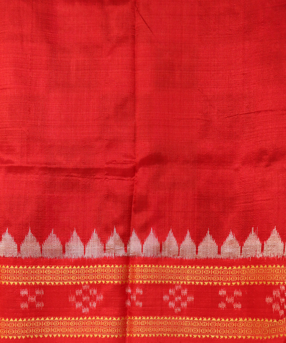 Multicolor dark red silk handloom khandua saree