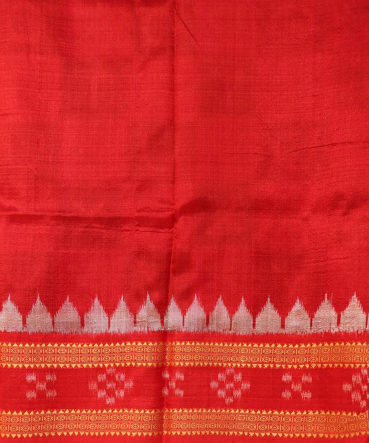 Multicolor dark red silk handloom khandua saree