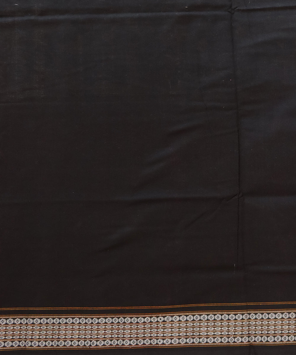 Beige black cotton handloom sambalpuri saree