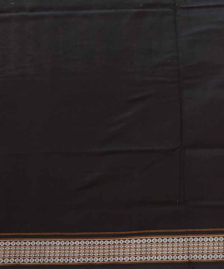 Beige black cotton handloom sambalpuri saree