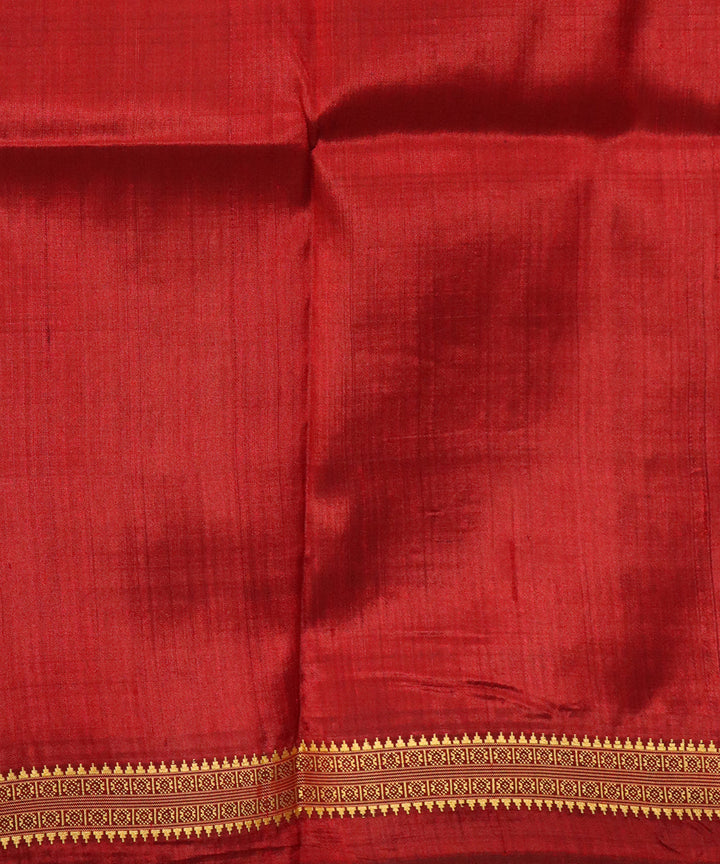 French puce bright maroon silk handloom khandua saree