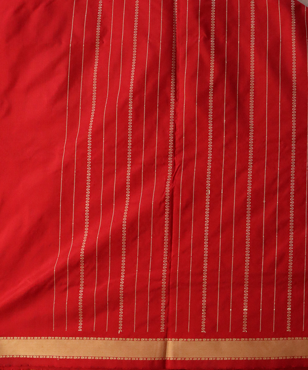 Fluorescent orange maroon silk handloom sonepur saree