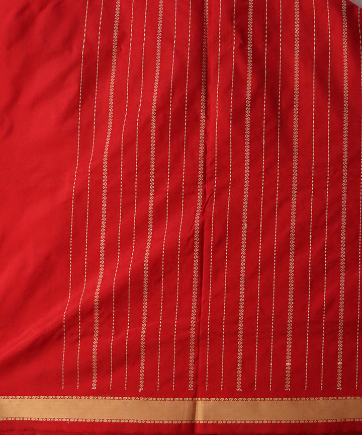 Fluorescent orange maroon silk handloom sonepur saree