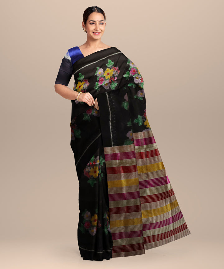 Black black silk handloom sambalpuri saree