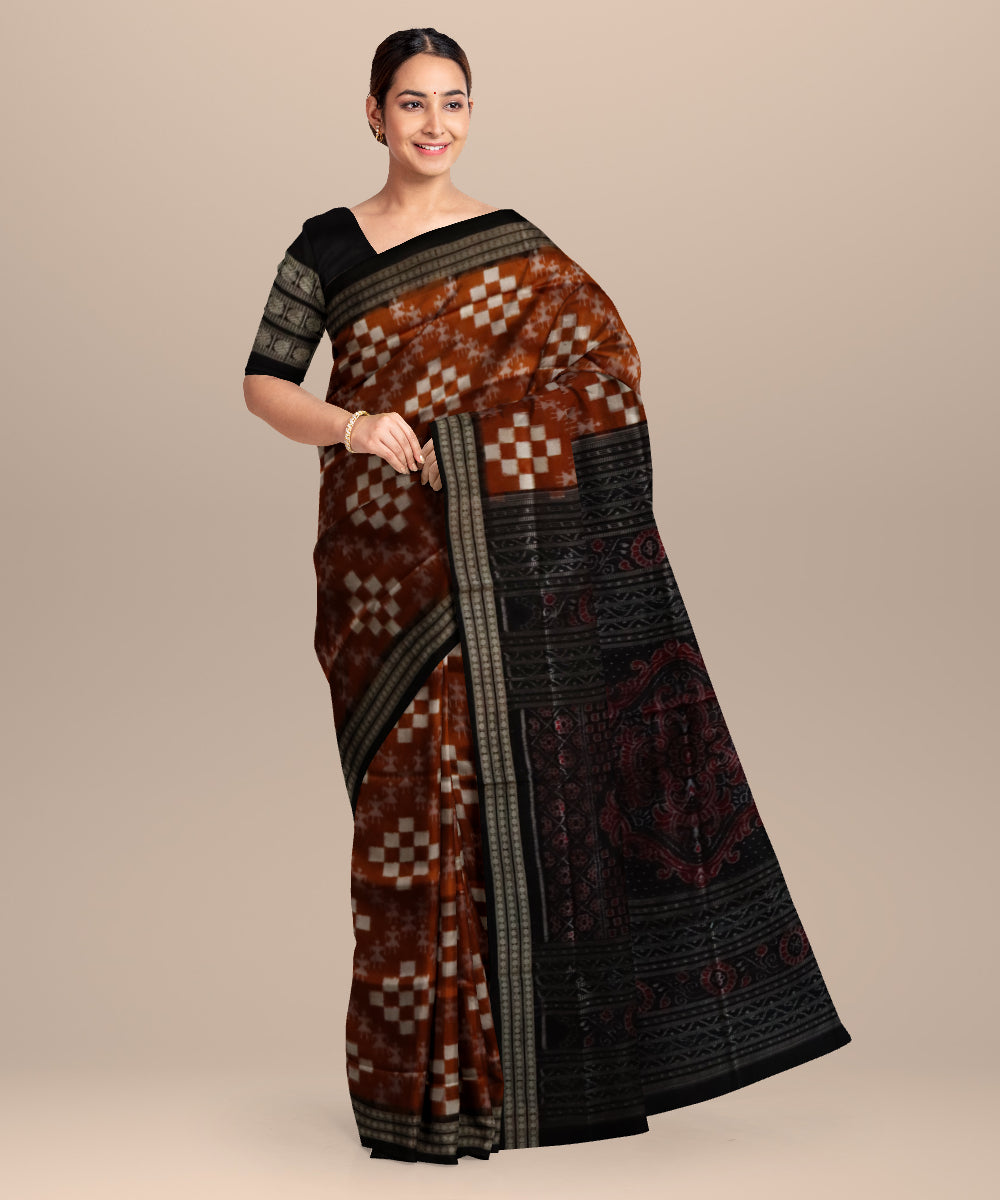 Bronze black silk handloom sambalpuri saree