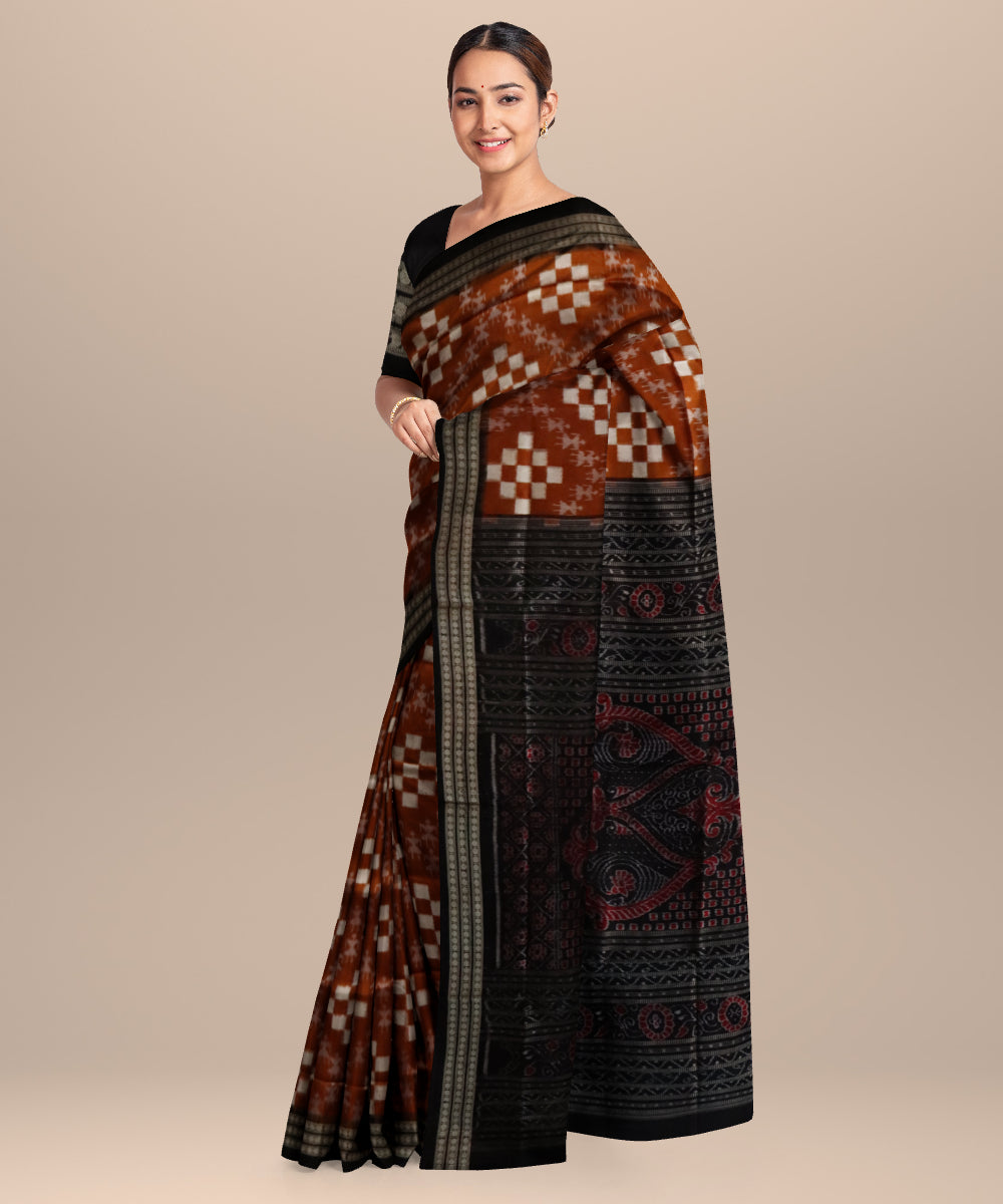 Bronze black silk handloom sambalpuri saree