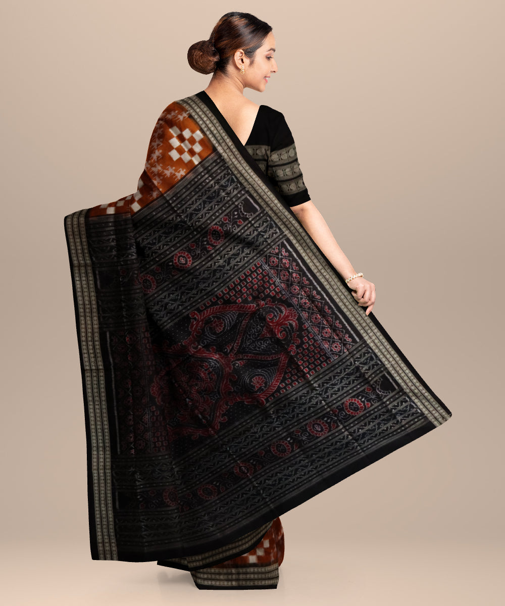 Bronze black silk handloom sambalpuri saree