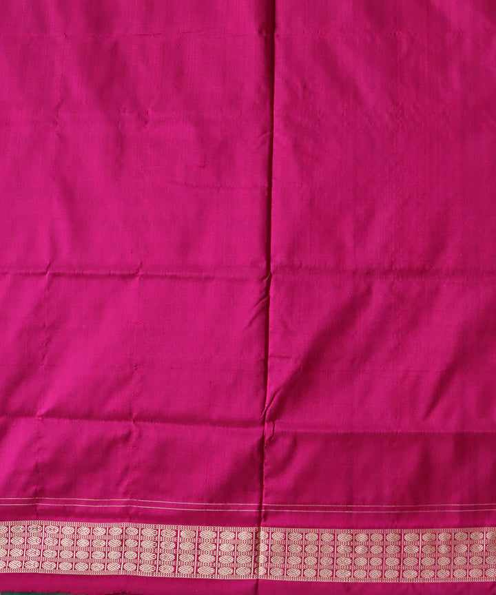 Teal green deep cerise silk handloom sambalpuri saree