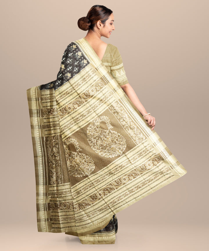 Black french bistre silk handloom sambalpuri saree