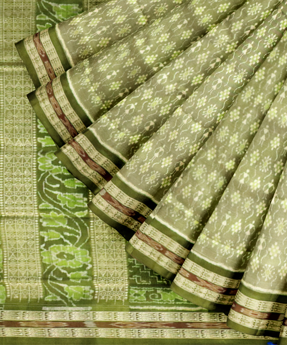 Dark sea green fern green silk handloom sambalpuri saree