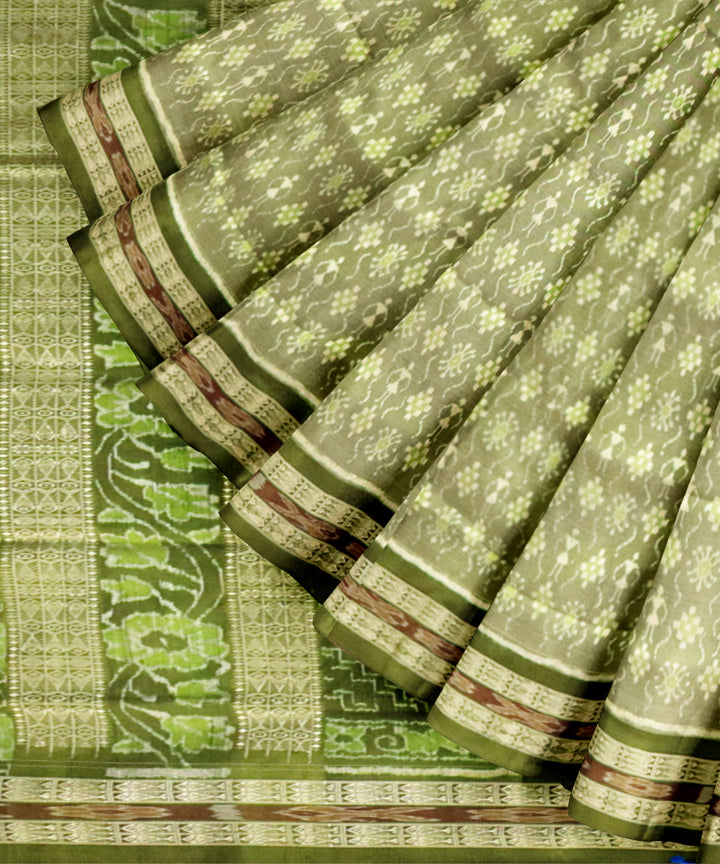 Dark sea green fern green silk handloom sambalpuri saree
