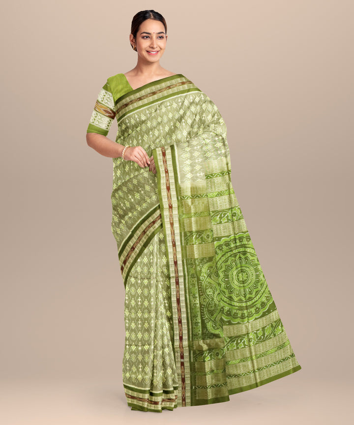 Dark sea green fern green silk handloom sambalpuri saree