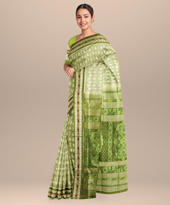 Dark sea green fern green silk handloom sambalpuri saree