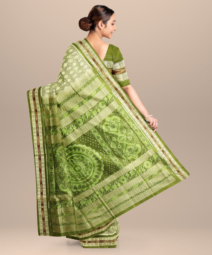Dark sea green fern green silk handloom sambalpuri saree