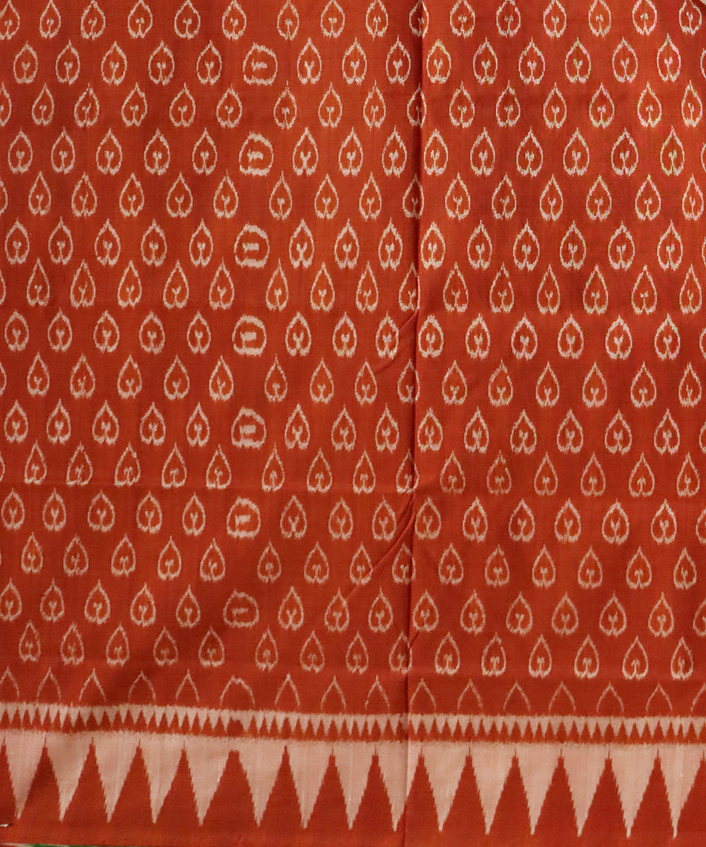 Dark olive green pastel red silk handloom sambalpuri saree