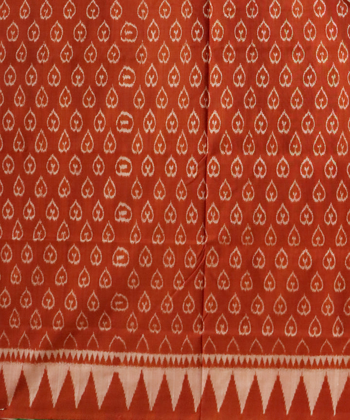 Dark olive green pastel red silk handloom sambalpuri saree