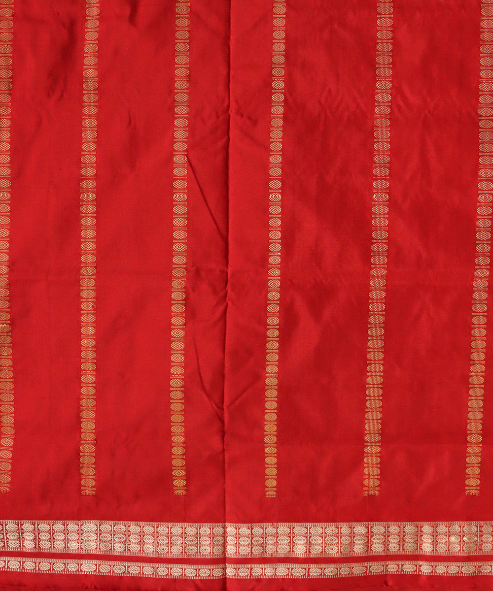 Cyan blue dark red silk handloom bomkai saree