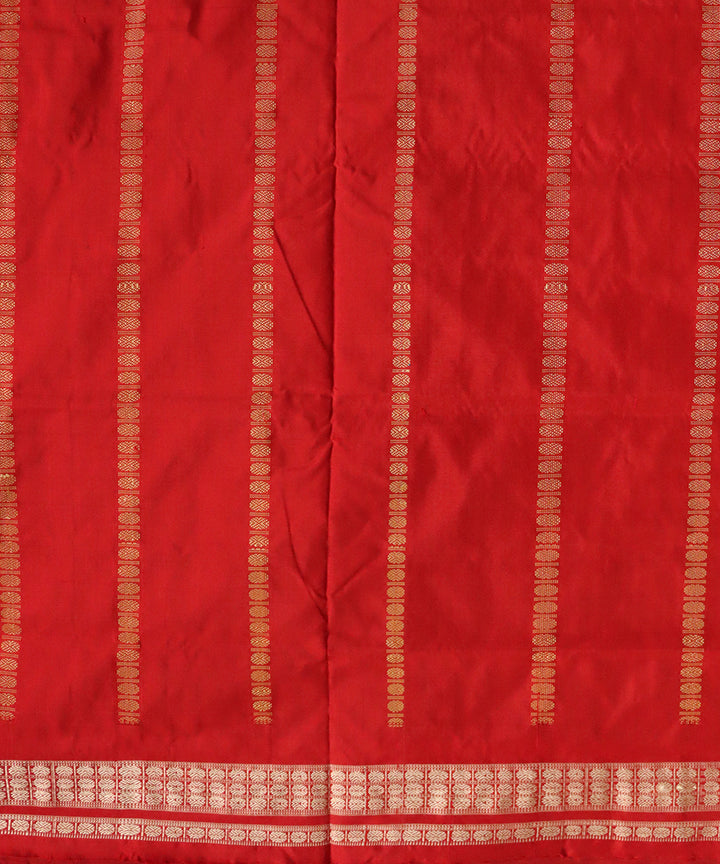 Cyan blue dark red silk handloom bomkai saree