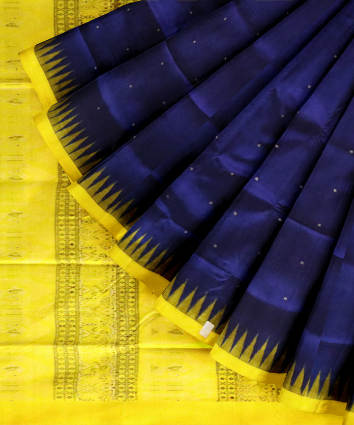 Dark blue daffodil silk handloom bomkai saree