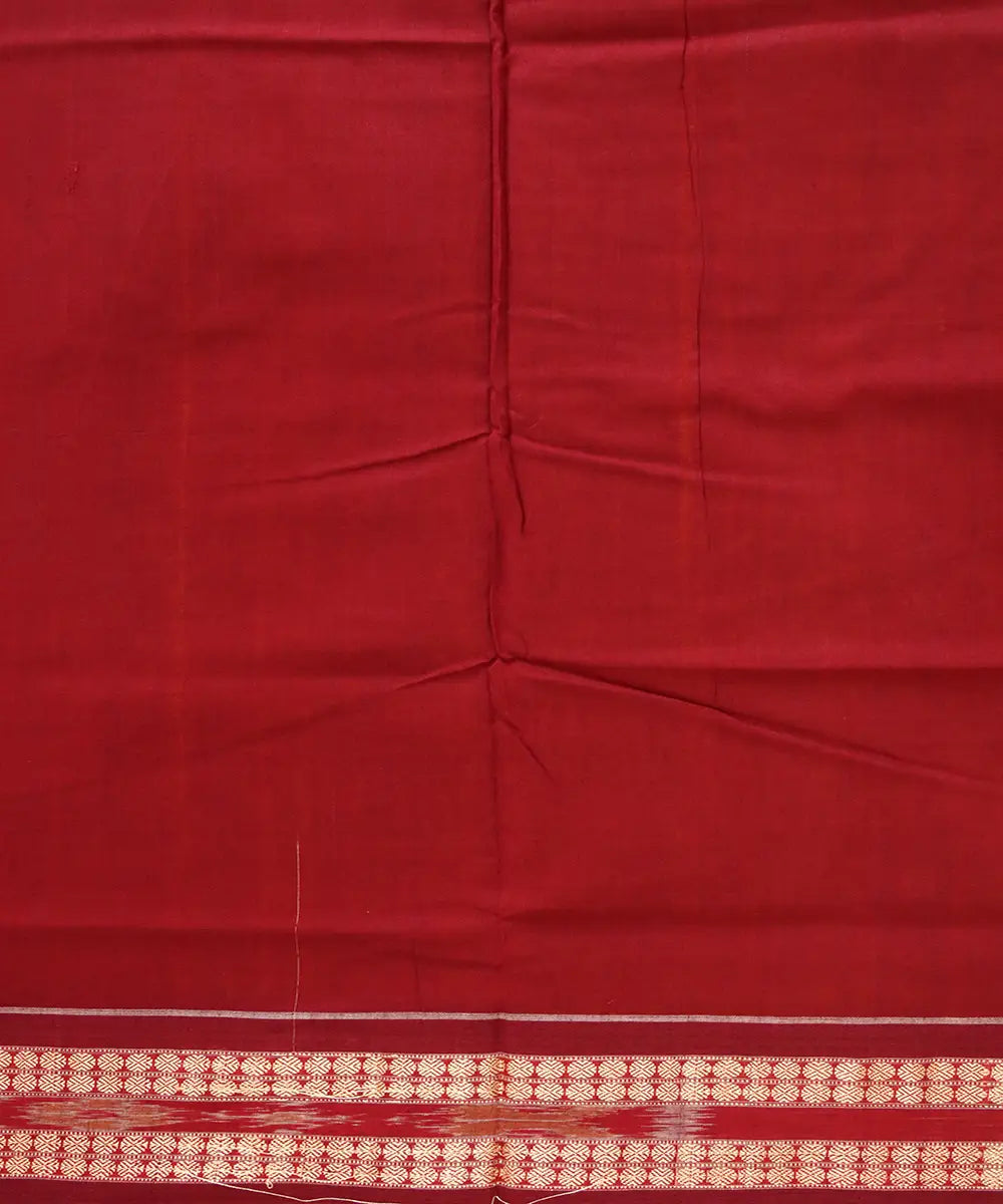 Carrot orange carmine cotton handloom sambalpuri saree
