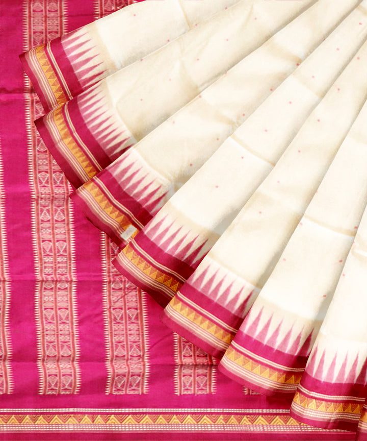 White flirt silk handloom bomkai saree
