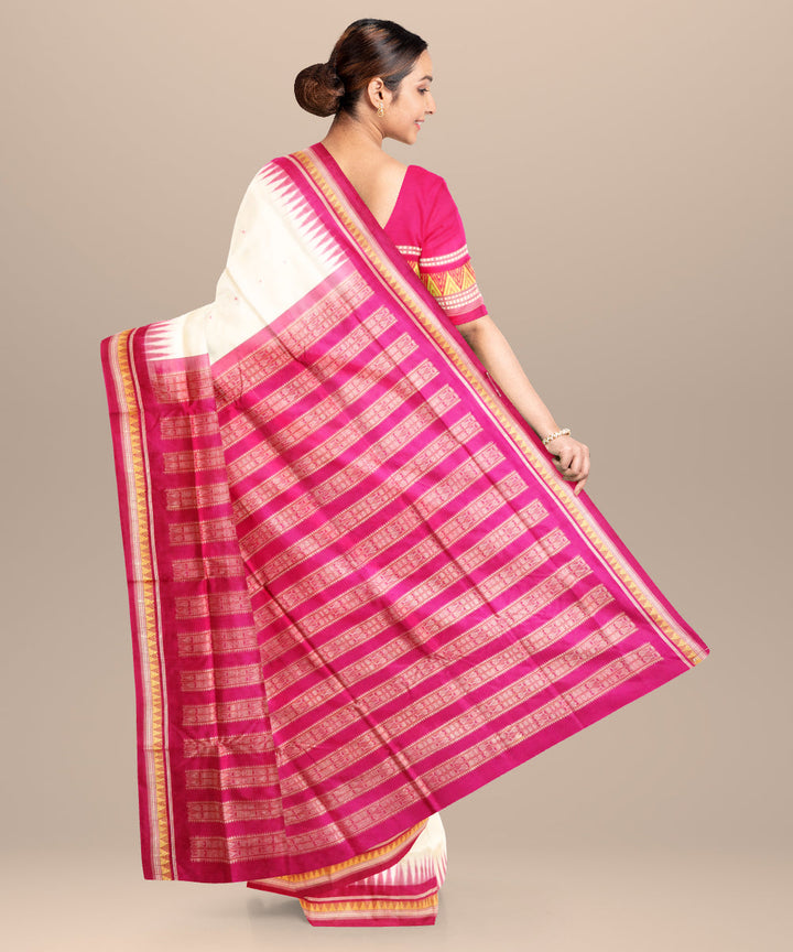 White flirt silk handloom bomkai saree