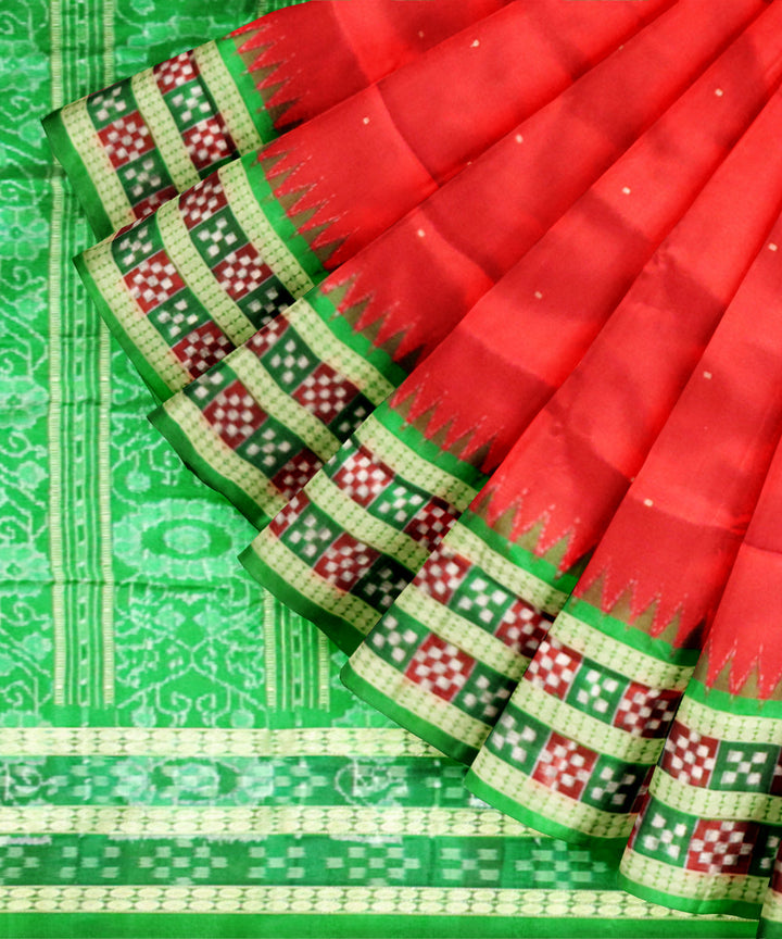 Red forest green silk handloom bomkai saree