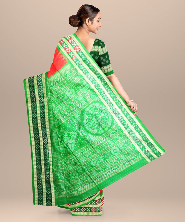 Red forest green silk handloom bomkai saree