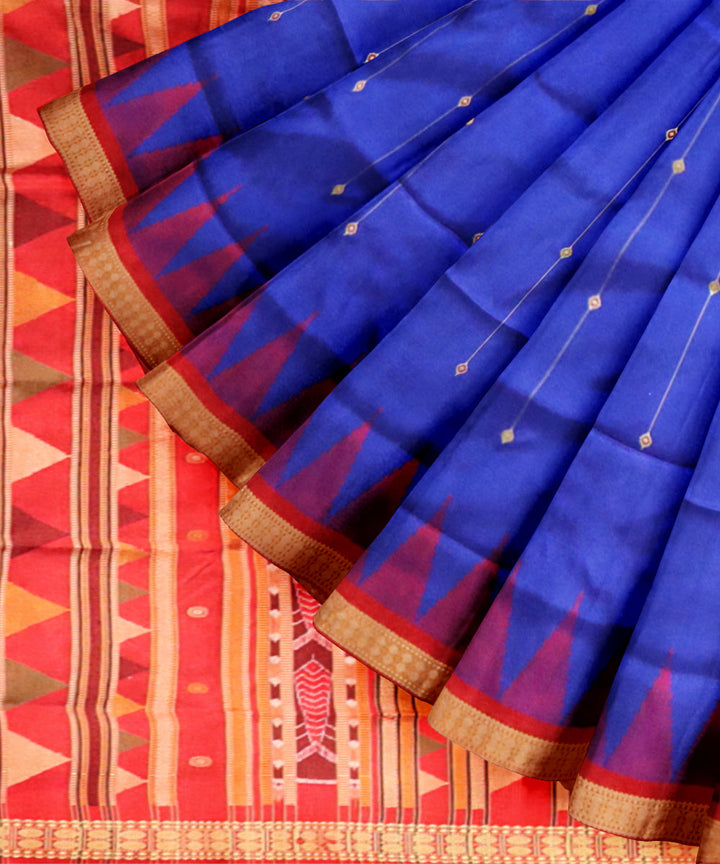 Bluebonnet dark red silk handloom bomkai saree
