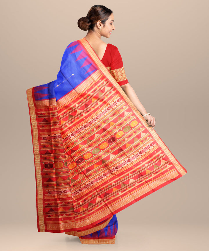 Bluebonnet dark red silk handloom bomkai saree