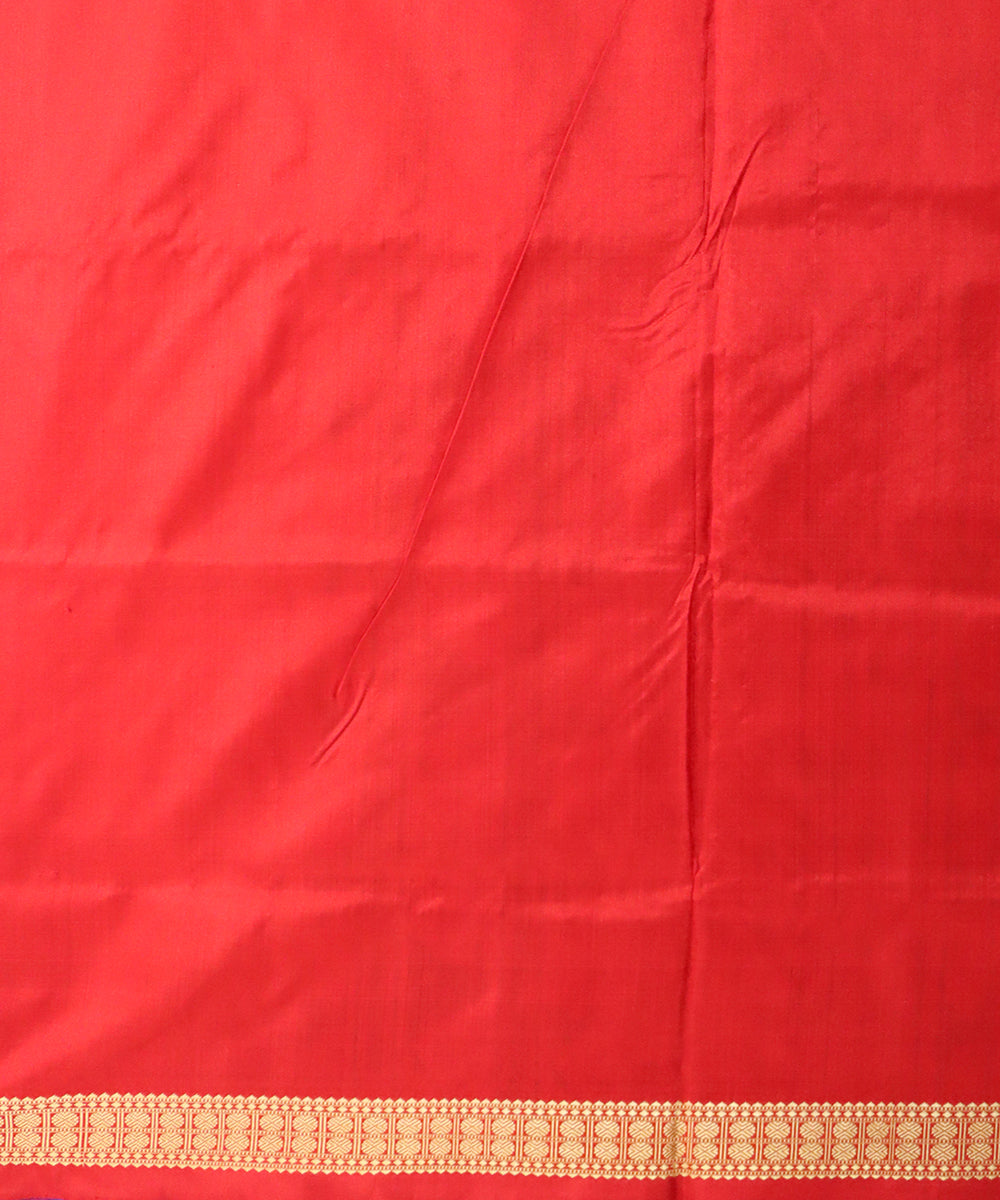 Bluebonnet dark red silk handloom bomkai saree