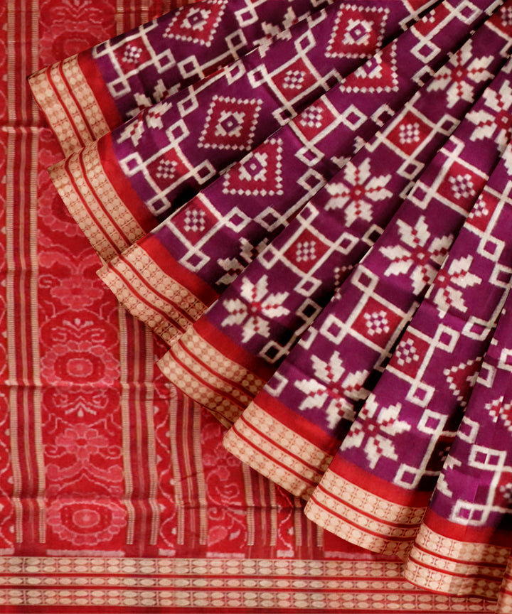 Bluebonnet red silk handloom sambalpuri saree