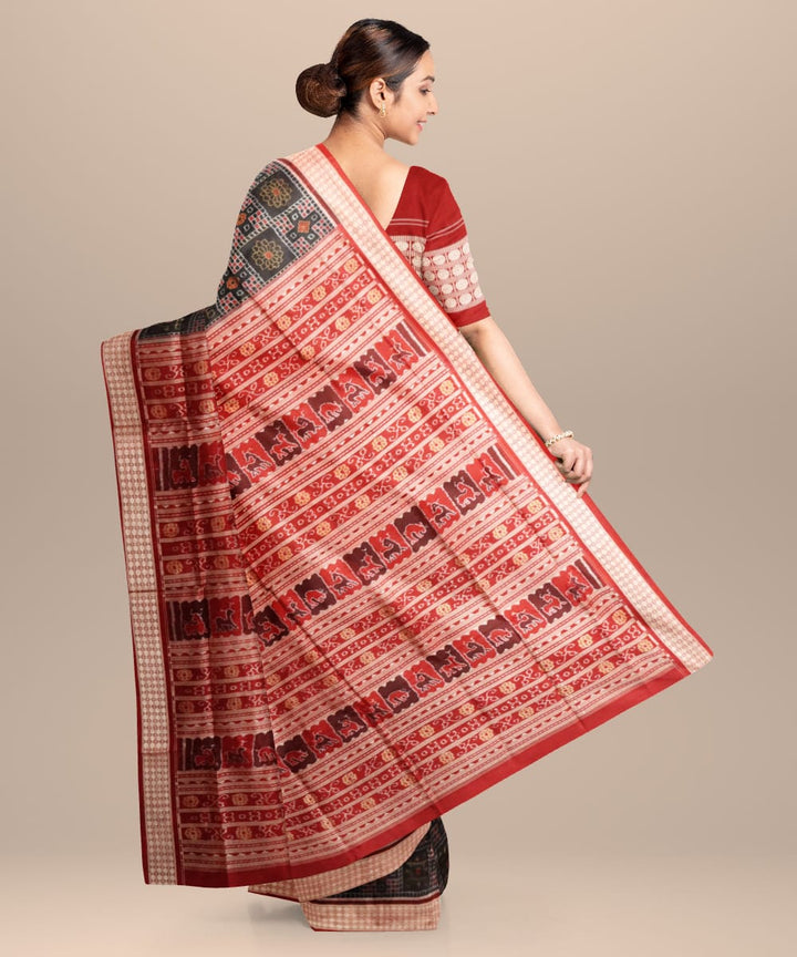 Black Maroon Silk Handloom Sambalpuri Saree