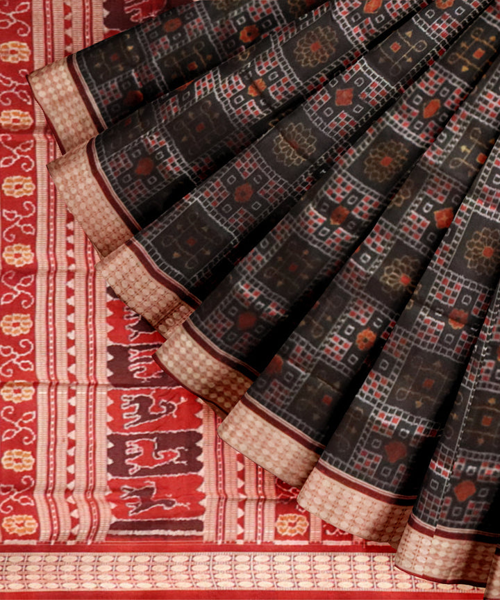 Black maroon silk handloom sambalpuri saree