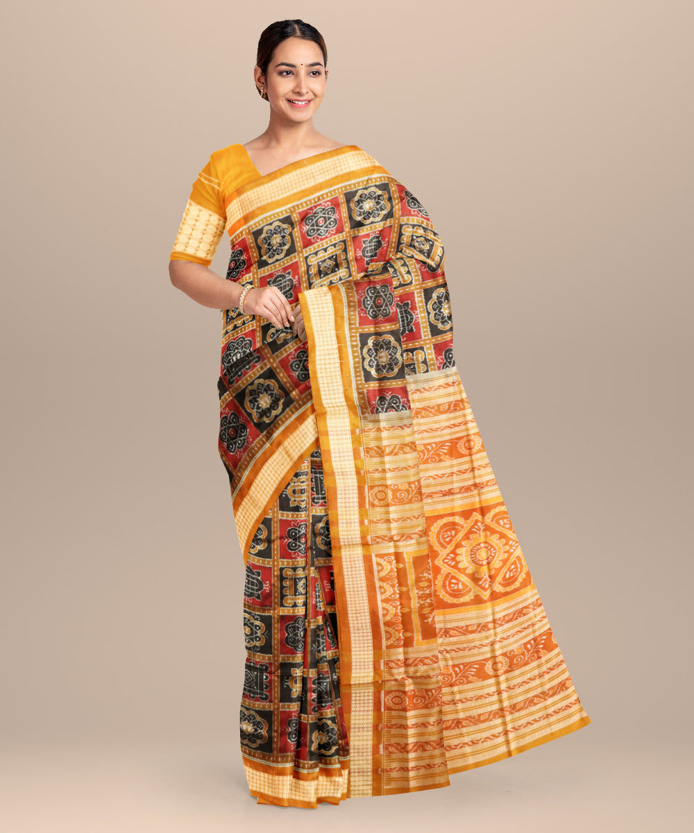 Multicolor bronze silk handloom sambalpuri saree
