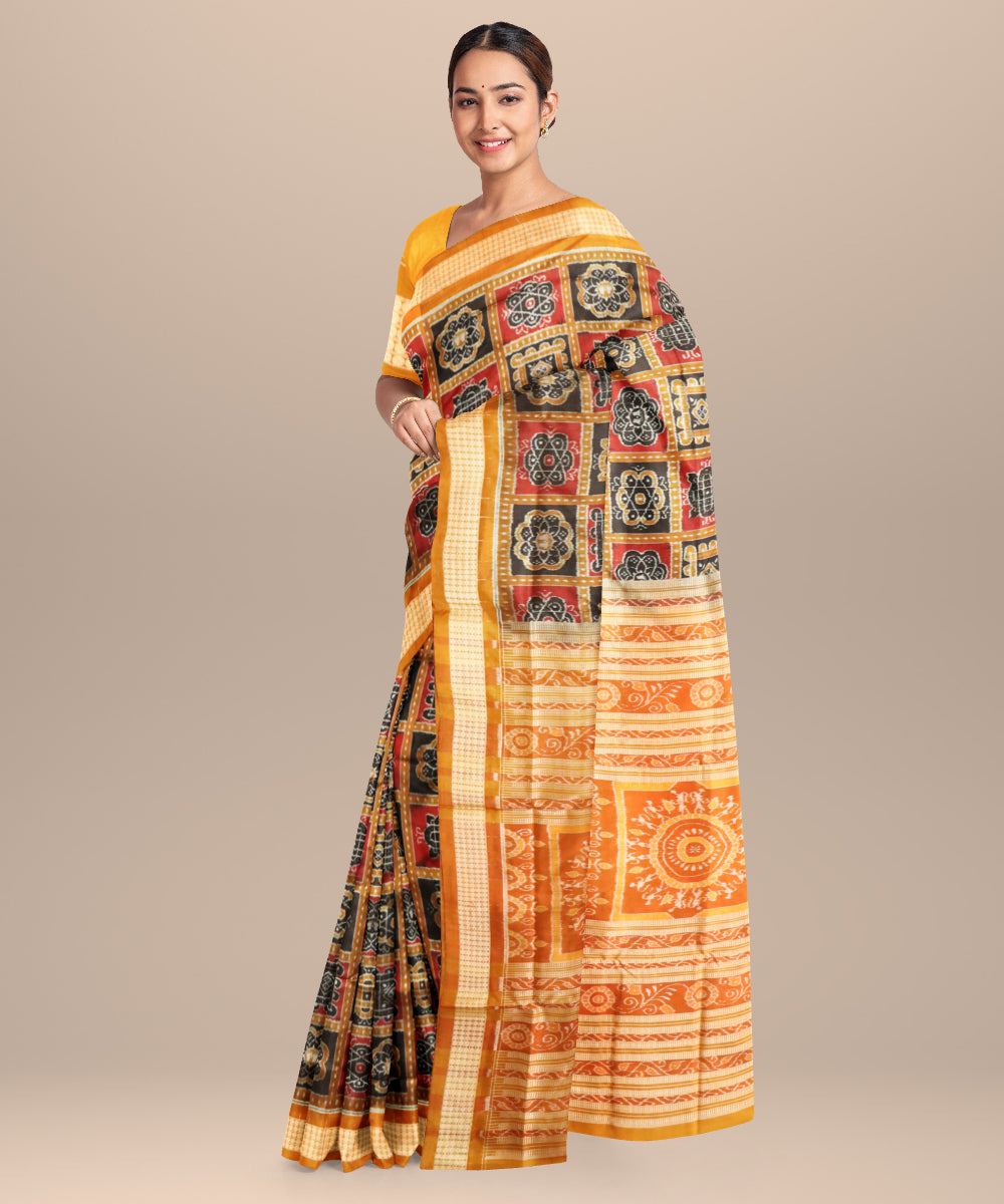 Multicolor bronze silk handloom sambalpuri saree