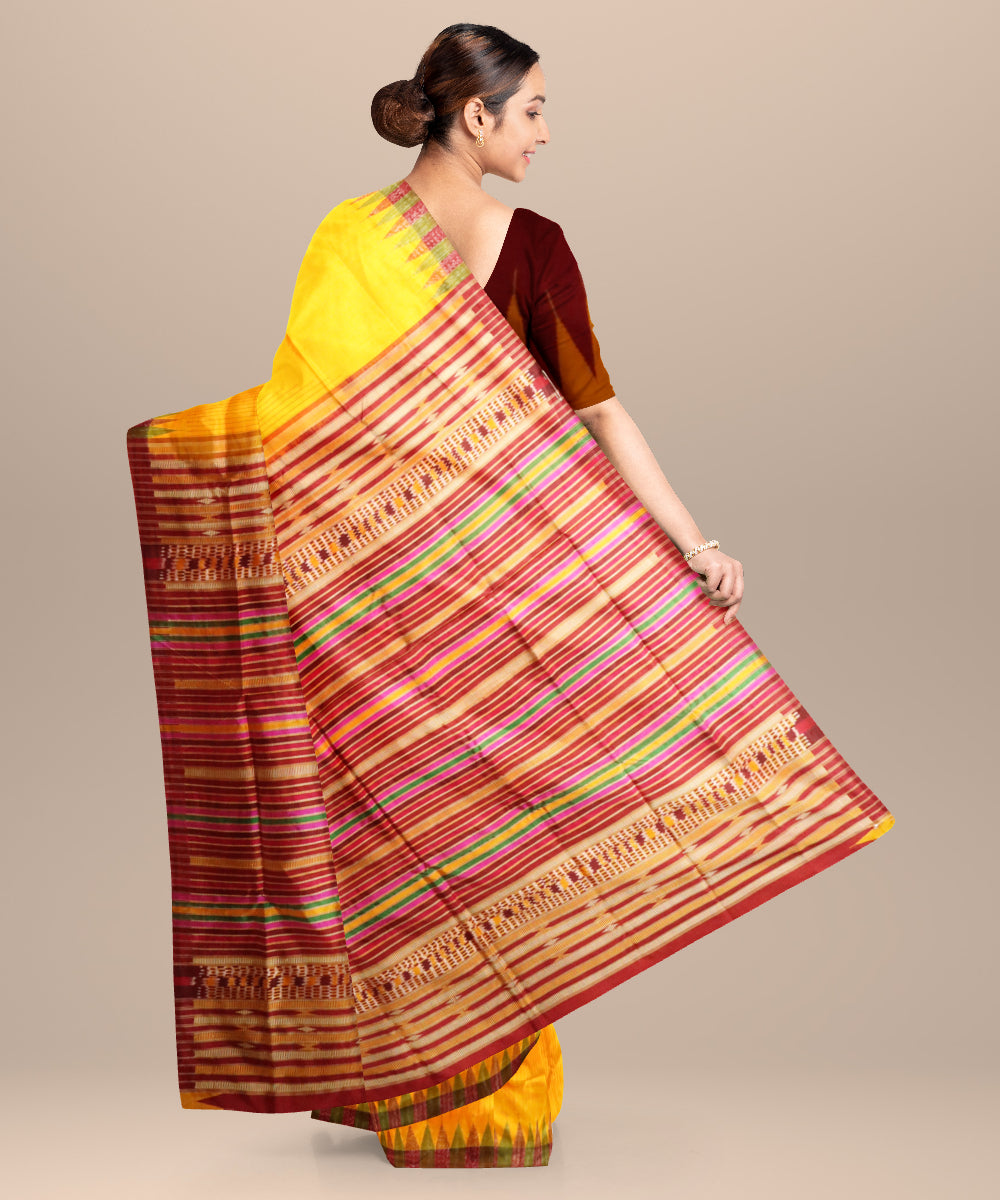 Chrome yellow multicolour silk handloom sambalpuri saree