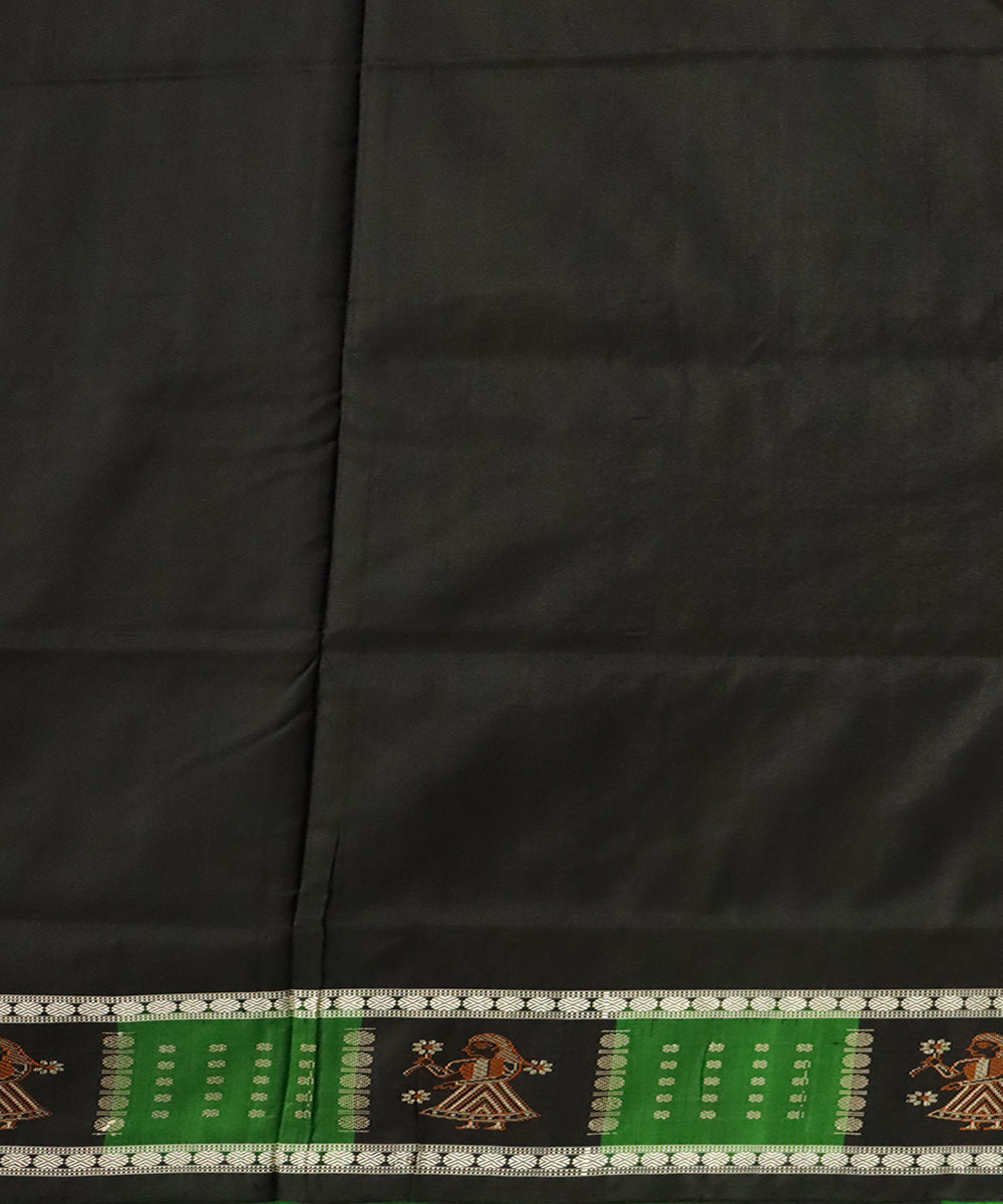 Dark green black silk handloom bomkai saree