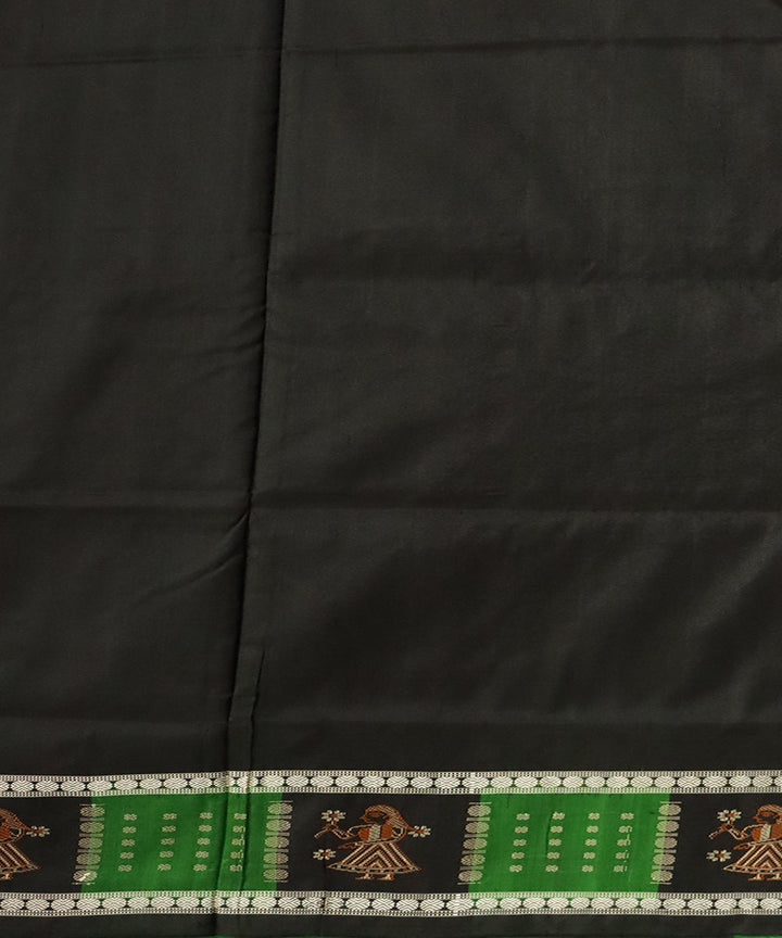 Dark green black silk handloom bomkai saree