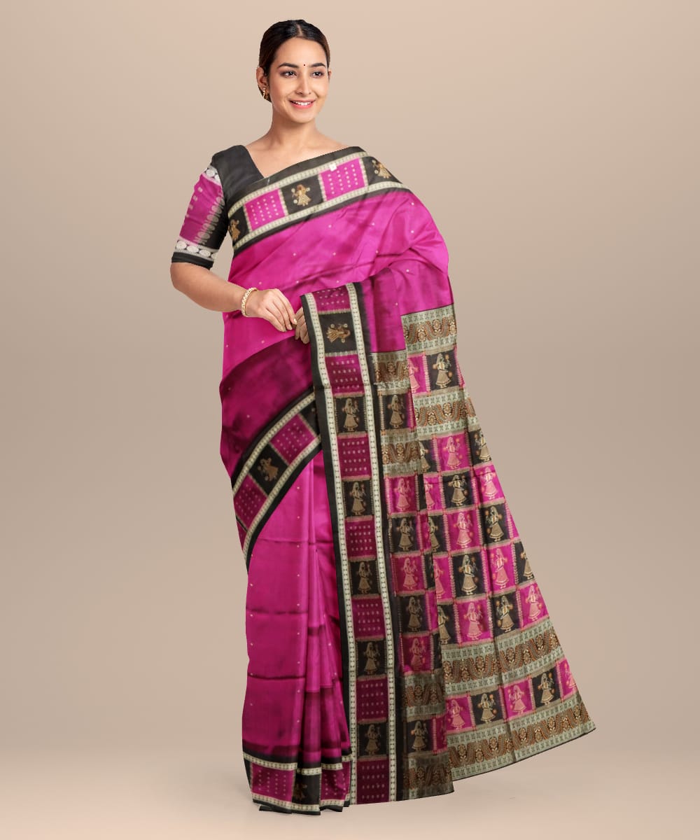Byzantium Black Silk Handloom Bomkai Saree