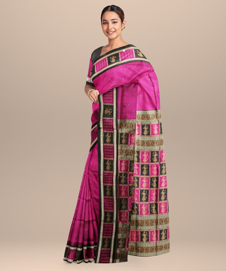 Byzantium black silk handloom bomkai saree