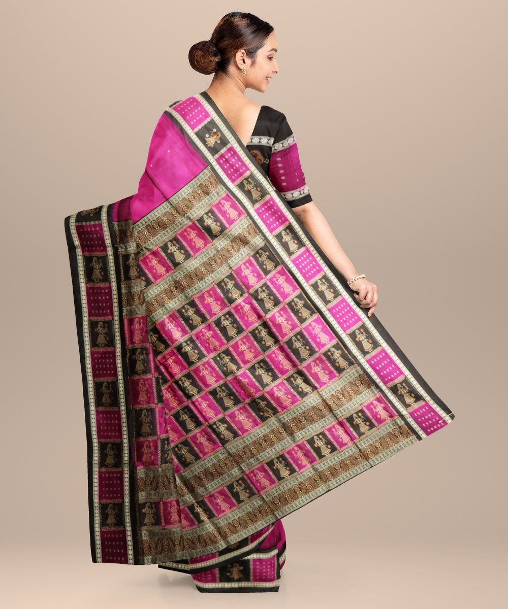 Byzantium black silk handloom bomkai saree