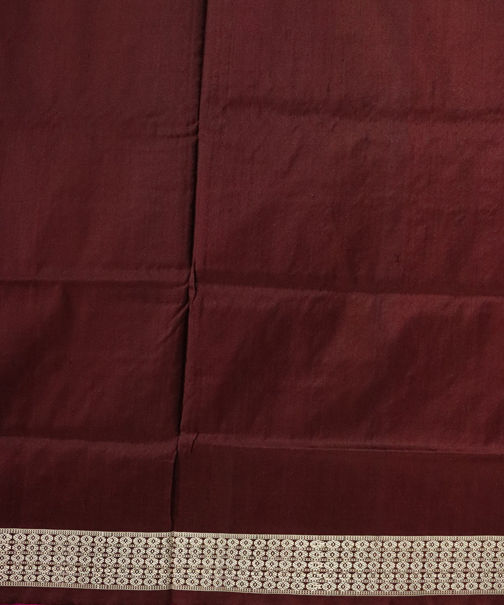 Fluorescent orange bulgarian rose silk handloom bomkai saree